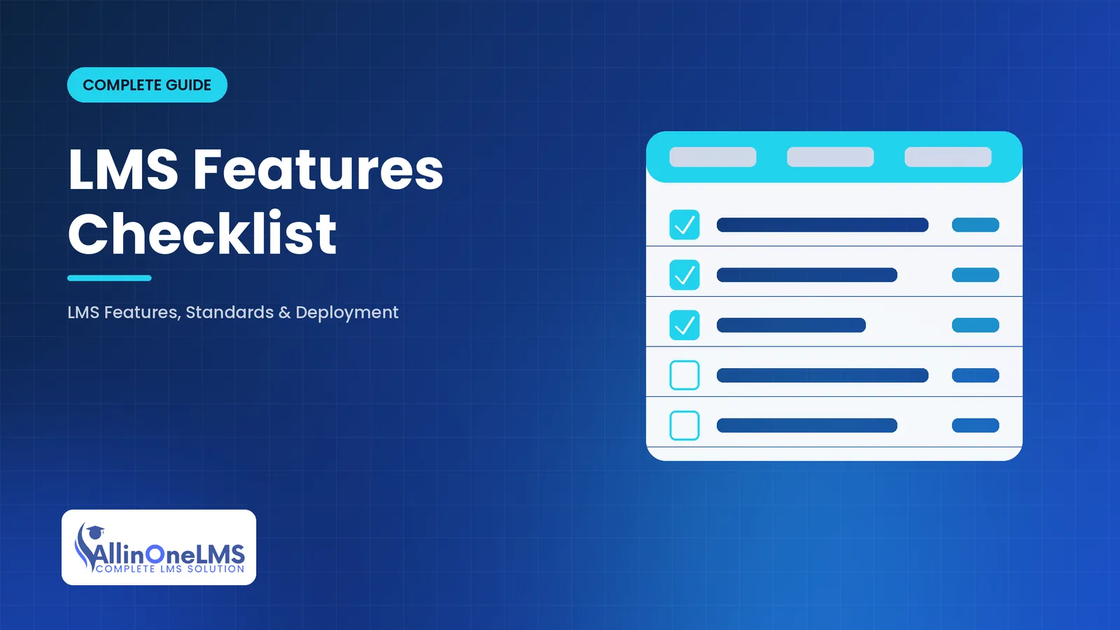 Illustration of checklist with must-have and nice-to-have columns, representing lms features