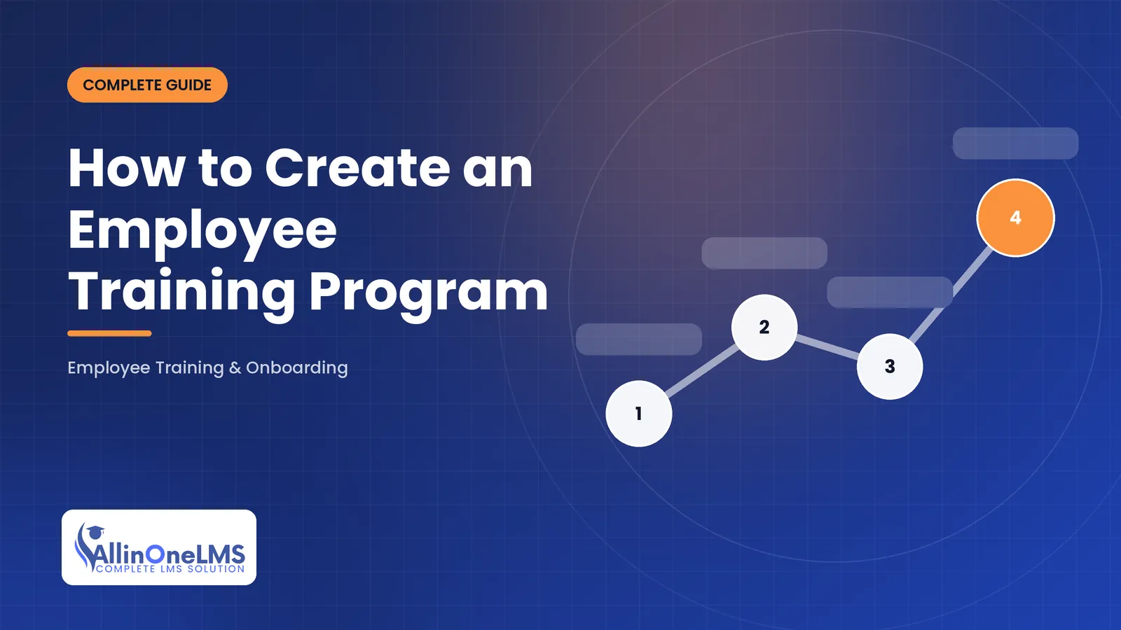 Illustration of blueprint of a training program with stages, representing how to create an employee training program