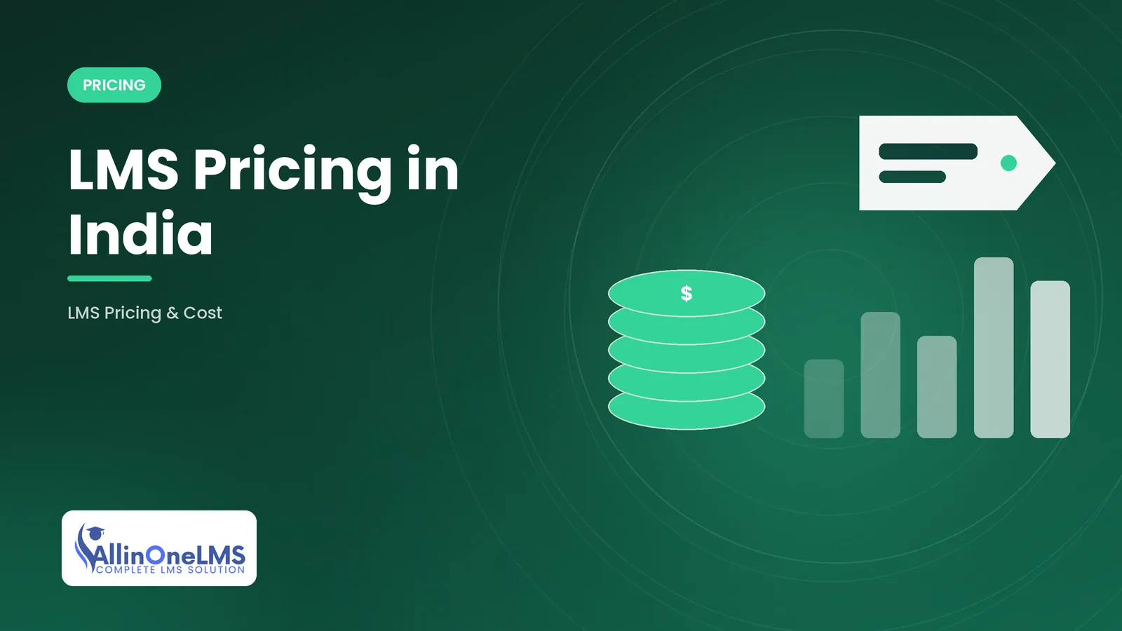 Illustration of rupee price tags on a dashboard, representing lms pricing in india